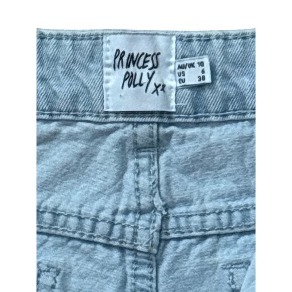 Princess Polly The Swall Denim Shorts Light Blue Size 6 - Picture 7 of 8